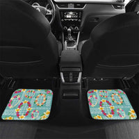 Hawaiian Leis Car Mats Kakau Tattoos and Palaka Pastel Teal Color LT03 Set 2pcs - Back Teal - Polynesian Pride