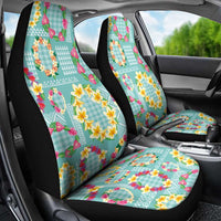 Hawaiian Leis Car Seat Cover Kakau Tattoos and Palaka Pastel Teal Color LT03 - Polynesian Pride