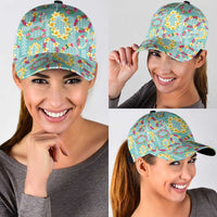 Hawaiian Leis Classic Cap Kakau Tattoos and Palaka Pastel Teal Color LT03 - Polynesian Pride