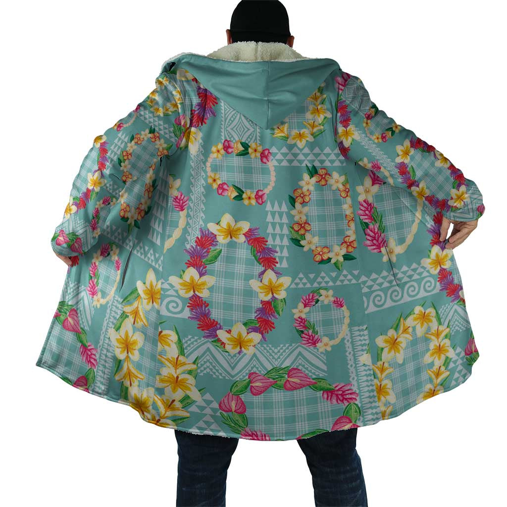 Hawaiian Leis Cloak Kakau Tattoos and Palaka Pastel Teal Color LT03 - Polynesian Pride
