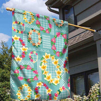 Hawaiian Leis Garden Flag Kakau Tattoos and Palaka Pastel Teal Color LT03 - Polynesian Pride