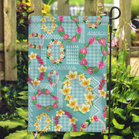 Hawaiian Leis Garden Flag Kakau Tattoos and Palaka Pastel Teal Color LT03 Garden Flag Teal - Polynesian Pride