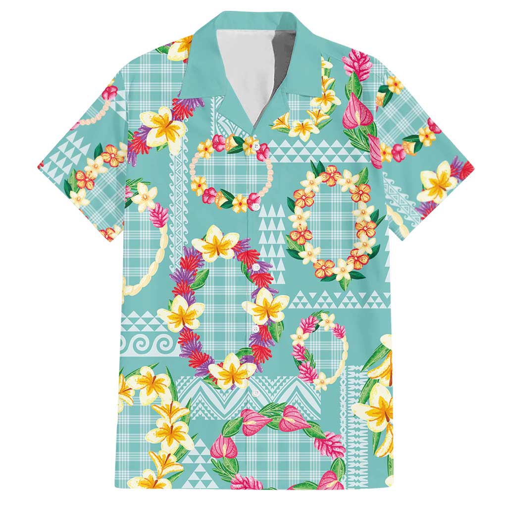 Hawaiian Leis Hawaiian Shirt Kakau Tattoos and Palaka Pastel Teal Color LT03 Teal - Polynesian Pride