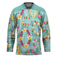 Hawaiian Leis Hockey Jersey Kakau Tattoos and Palaka Pastel Teal Color LT03 Unisex Teal - Polynesian Pride