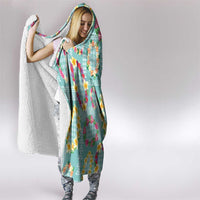 Hawaiian Leis Hooded Blanket Kakau Tattoos and Palaka Pastel Teal Color LT03 - Polynesian Pride