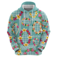Hawaiian Leis Hoodie Kakau Tattoos and Palaka Pastel Teal Color LT03 - Polynesian Pride