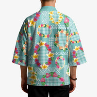 Hawaiian Leis Kimono Kakau Tattoos and Palaka Pastel Teal Color LT03 - Polynesian Pride