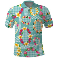 Hawaiian Leis Polo Shirt Kakau Tattoos and Palaka Pastel Teal Color LT03 Teal - Polynesian Pride