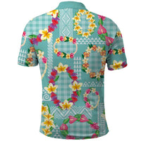 Hawaiian Leis Polo Shirt Kakau Tattoos and Palaka Pastel Teal Color LT03 - Polynesian Pride