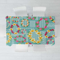 Hawaiian Leis Tablecloth Kakau Tattoos and Palaka Pastel Teal Color LT03 Teal - Polynesian Pride