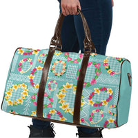Hawaiian Leis Travel Bag Kakau Tattoos and Palaka Pastel Teal Color LT03 - Polynesian Pride