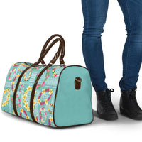 Hawaiian Leis Travel Bag Kakau Tattoos and Palaka Pastel Teal Color LT03 - Polynesian Pride