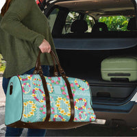Hawaiian Leis Travel Bag Kakau Tattoos and Palaka Pastel Teal Color LT03 - Polynesian Pride