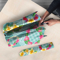 Hawaiian Leis Umbrella Kakau Tattoos and Palaka Pastel Teal Color LT03 - Polynesian Pride