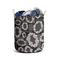 Hawaiian Leis Laundry Basket Kakau Tattoos and Palaka Pastel Grayscale LT03 - Polynesian Pride