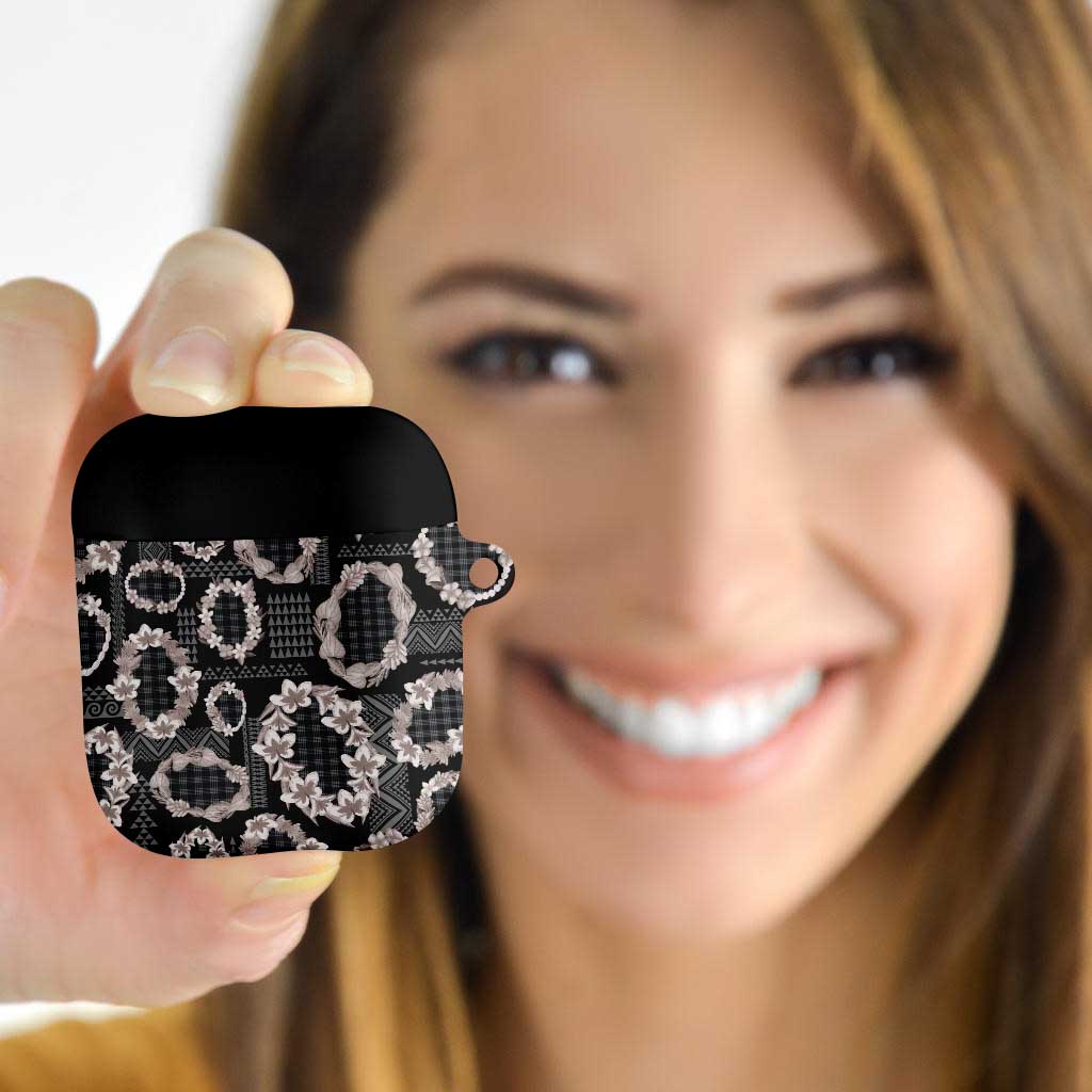 Hawaiian Leis AirPods Case Kakau Tattoos and Palaka Pastel Grayscale LT03 - Polynesian Pride
