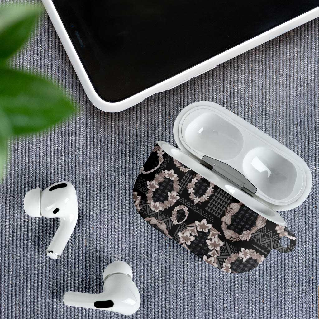 Hawaiian Leis AirPods Case Kakau Tattoos and Palaka Pastel Grayscale LT03 - Polynesian Pride