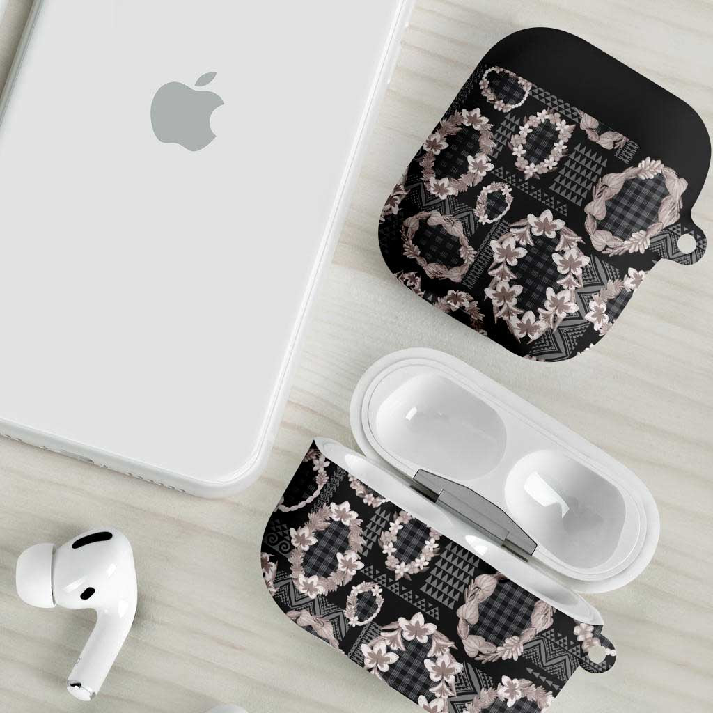 Hawaiian Leis AirPods Case Kakau Tattoos and Palaka Pastel Grayscale LT03 - Polynesian Pride