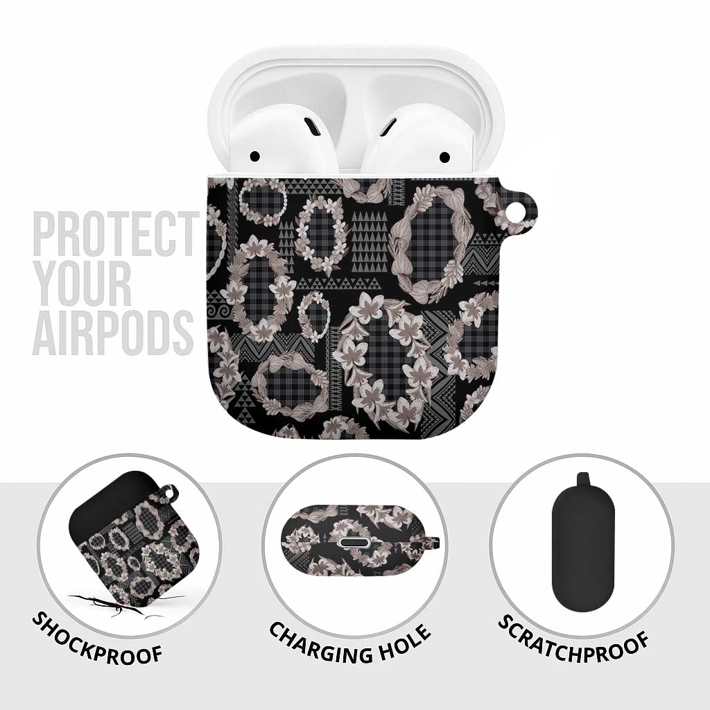 Hawaiian Leis AirPods Case Kakau Tattoos and Palaka Pastel Grayscale LT03 - Polynesian Pride