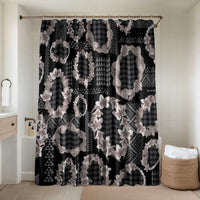 Hawaiian Leis Bathroom Set Kakau Tattoos and Palaka Pastel Grayscale LT03 Shower Curtain Only Black - Polynesian Pride
