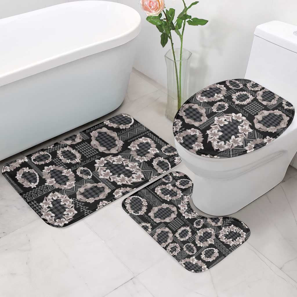 Hawaiian Leis Bathroom Set Kakau Tattoos and Palaka Pastel Grayscale LT03 - Polynesian Pride