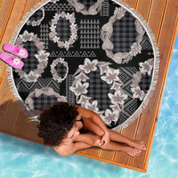 Hawaiian Leis Beach Blanket Kakau Tattoos and Palaka Pastel Grayscale LT03 - Polynesian Pride
