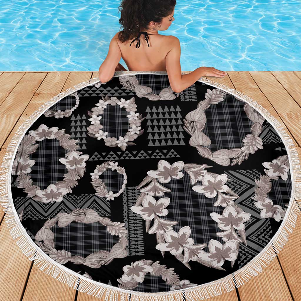 Hawaiian Leis Beach Blanket Kakau Tattoos and Palaka Pastel Grayscale LT03 - Polynesian Pride