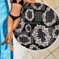 Hawaiian Leis Beach Blanket Kakau Tattoos and Palaka Pastel Grayscale LT03 - Polynesian Pride