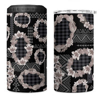 Hawaiian Leis 4 in 1 Can Cooler Tumbler Kakau Tattoos and Palaka Pastel Grayscale LT03 One Size: 16 oz Black - Polynesian Pride