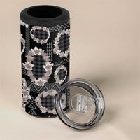 Hawaiian Leis 4 in 1 Can Cooler Tumbler Kakau Tattoos and Palaka Pastel Grayscale LT03 - Polynesian Pride