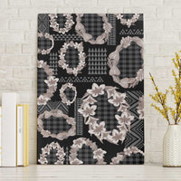Hawaiian Leis Canvas Wall Art Kakau Tattoos and Palaka Pastel Grayscale LT03 Without Frame Black - Polynesian Pride