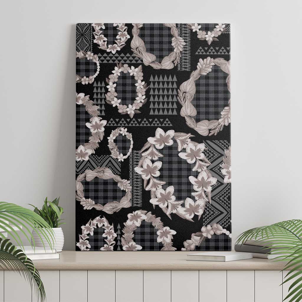Hawaiian Leis Canvas Wall Art Kakau Tattoos and Palaka Pastel Grayscale LT03 - Polynesian Pride