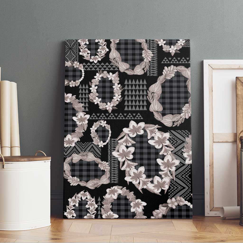 Hawaiian Leis Canvas Wall Art Kakau Tattoos and Palaka Pastel Grayscale LT03 - Polynesian Pride