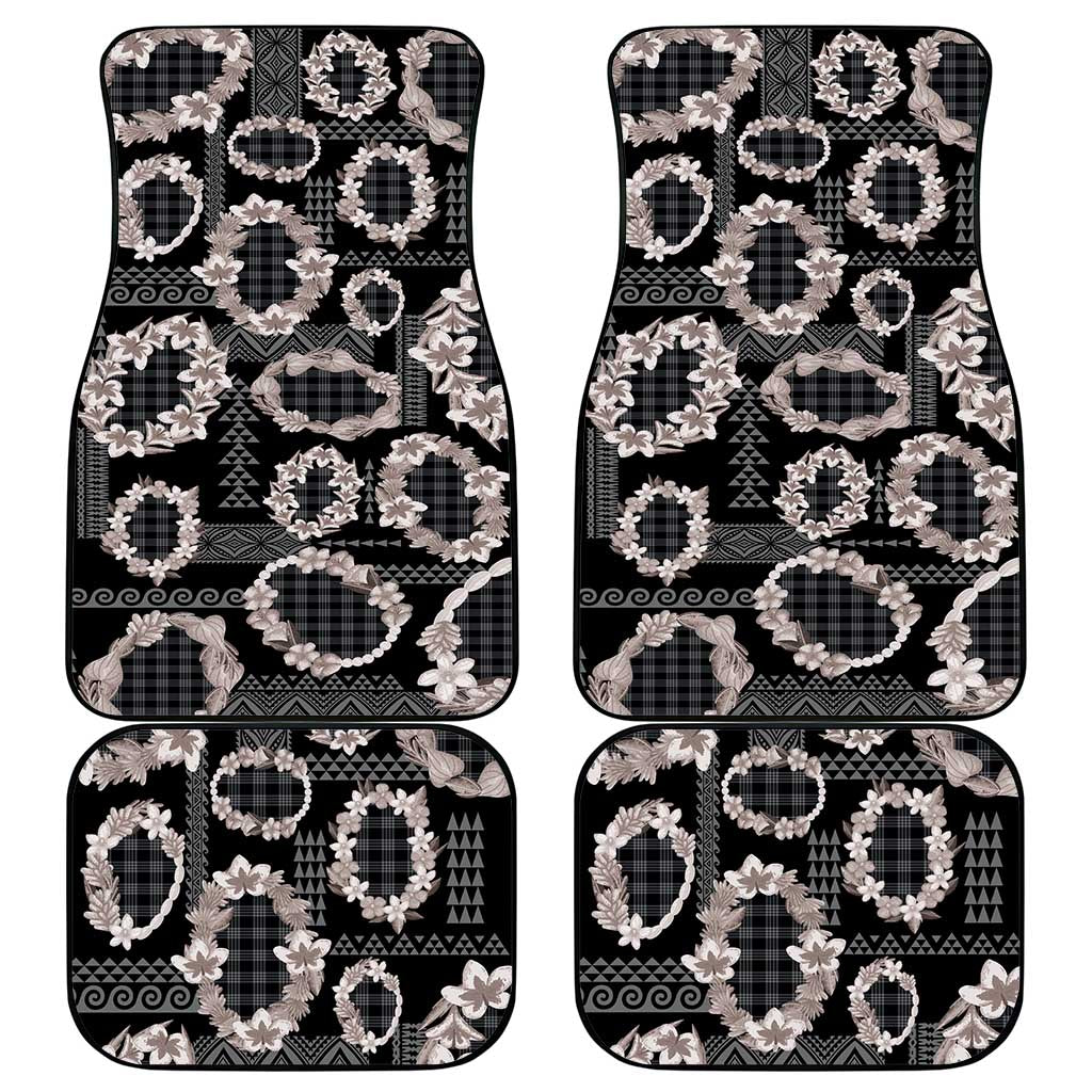 Hawaiian Leis Car Mats Kakau Tattoos and Palaka Pastel Grayscale LT03 - Polynesian Pride