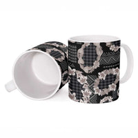 Hawaiian Leis Ceramic Mug Kakau Tattoos and Palaka Pastel Grayscale LT03 - Polynesian Pride