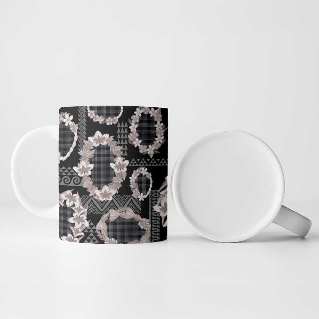 Hawaiian Leis Ceramic Mug Kakau Tattoos and Palaka Pastel Grayscale LT03 - Polynesian Pride