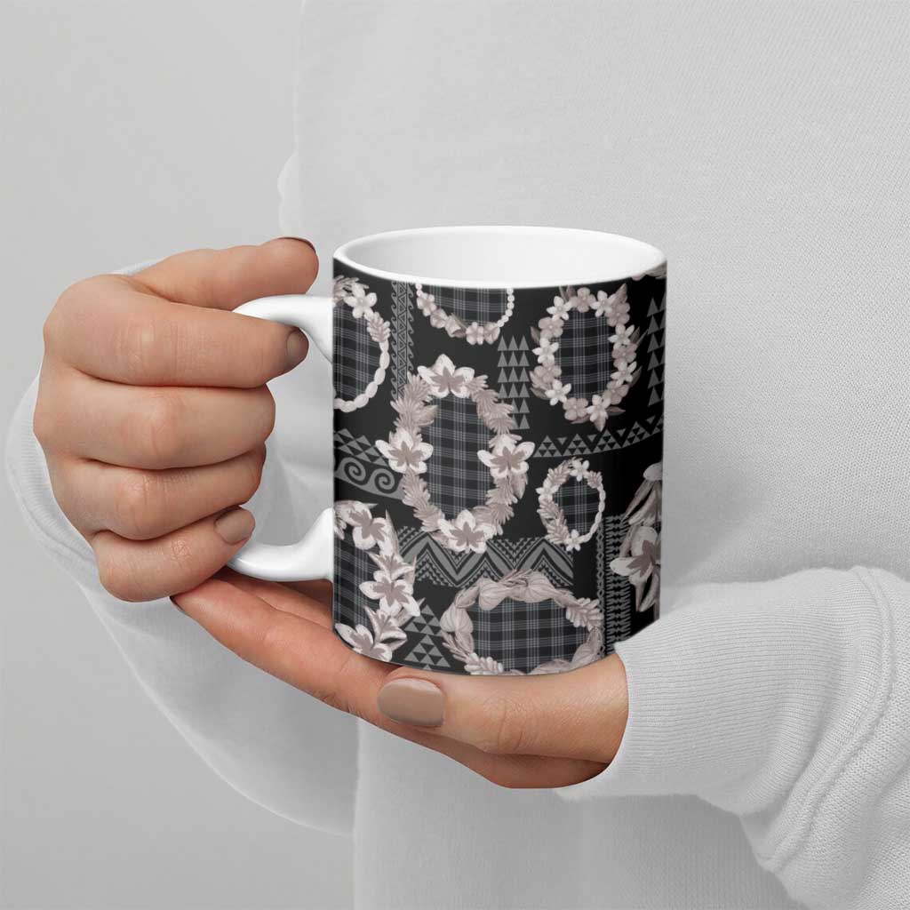 Hawaiian Leis Ceramic Mug Kakau Tattoos and Palaka Pastel Grayscale LT03 - Polynesian Pride