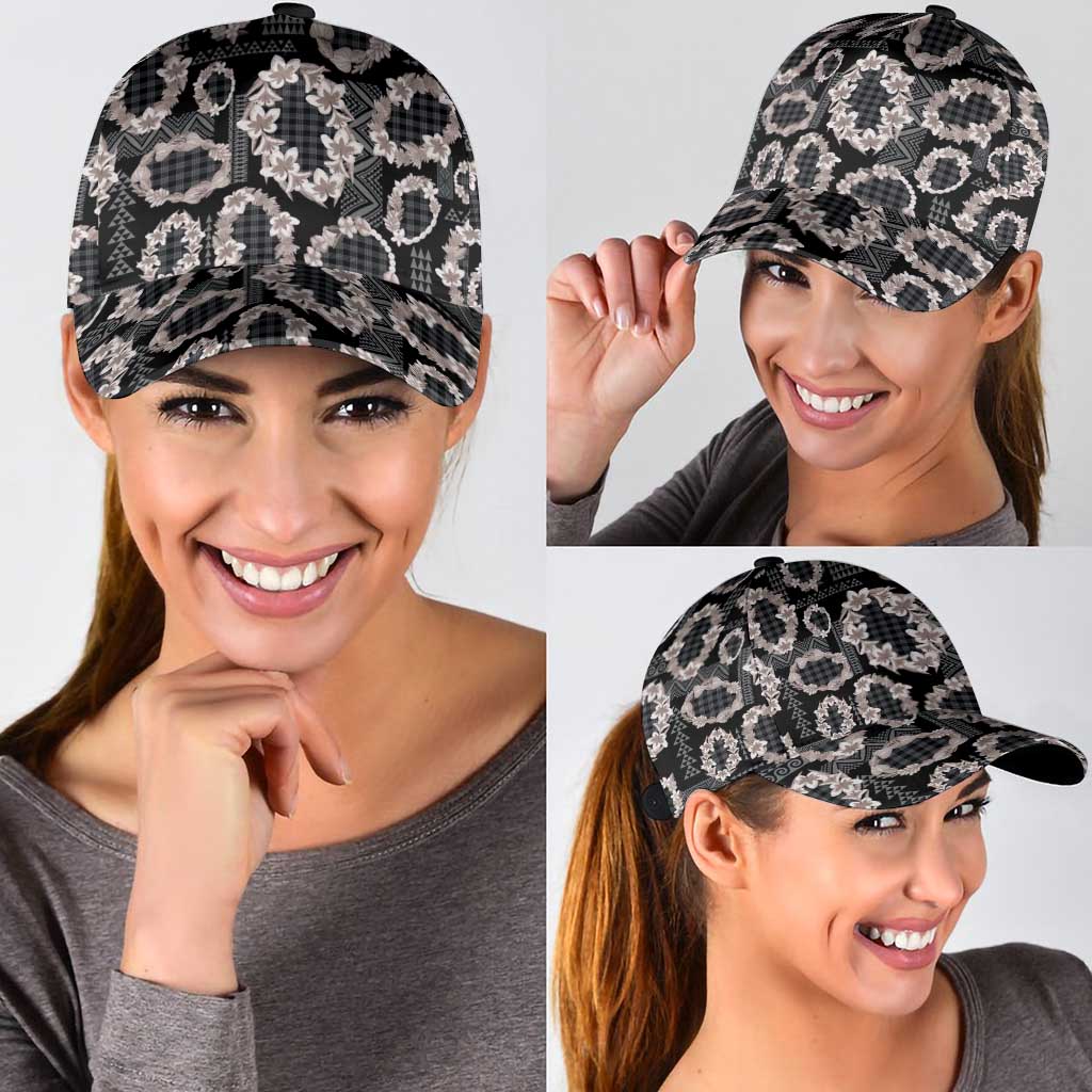 Hawaiian Leis Classic Cap Kakau Tattoos and Palaka Pastel Grayscale LT03 - Polynesian Pride