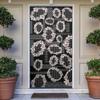 Hawaiian Leis Door Cover Kakau Tattoos and Palaka Pastel Grayscale