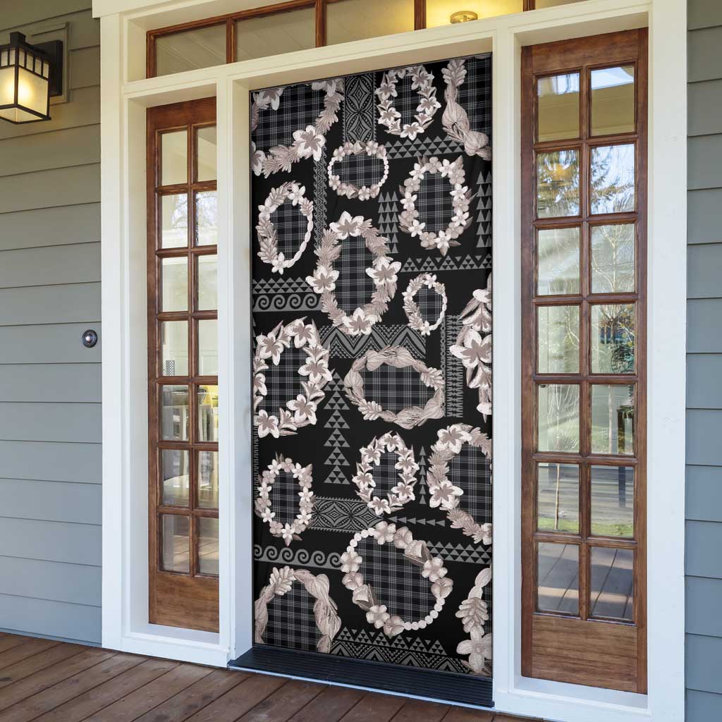 Hawaiian Leis Door Cover Kakau Tattoos and Palaka Pastel Grayscale