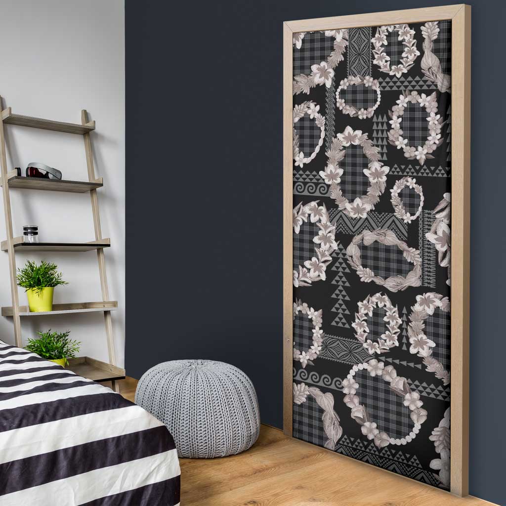 Hawaiian Leis Door Cover Kakau Tattoos and Palaka Pastel Grayscale