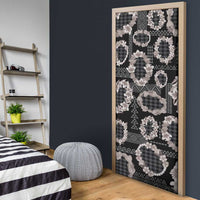 Hawaiian Leis Door Cover Kakau Tattoos and Palaka Pastel Grayscale