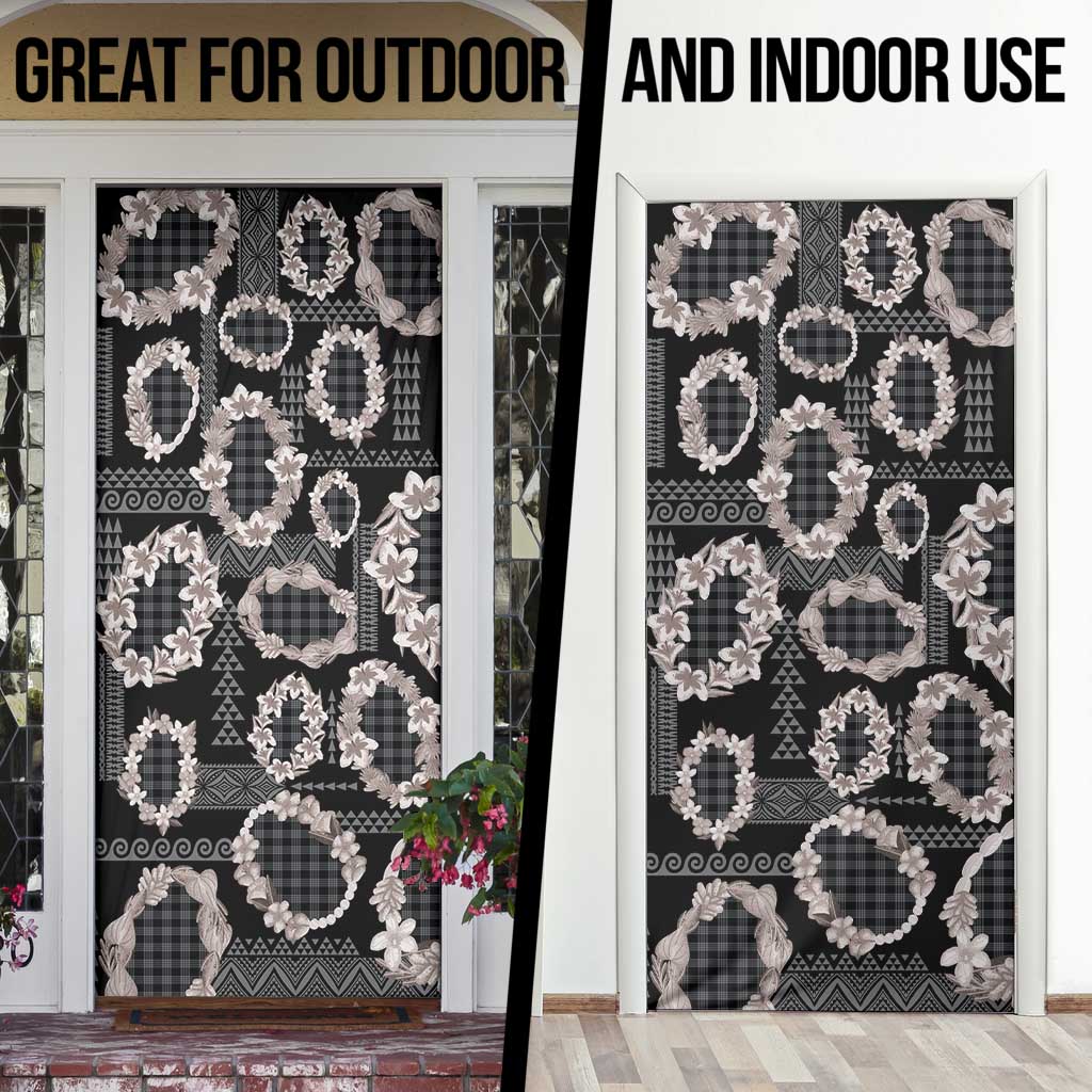 Hawaiian Leis Door Cover Kakau Tattoos and Palaka Pastel Grayscale