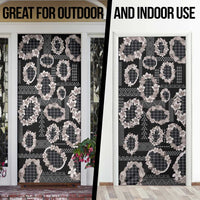 Hawaiian Leis Door Cover Kakau Tattoos and Palaka Pastel Grayscale