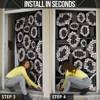 Hawaiian Leis Door Cover Kakau Tattoos and Palaka Pastel Grayscale