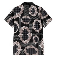 Hawaiian Leis Family Matching Long Sleeve Bodycon Dress and Hawaiian Shirt Kakau Tattoos and Palaka Pastel Grayscale
