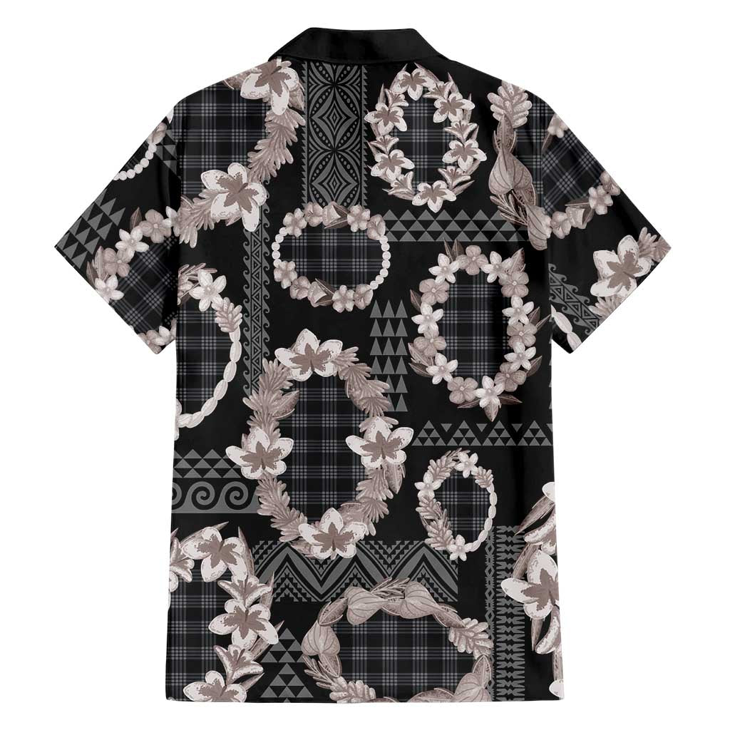 Hawaiian Leis Family Matching Puletasi and Hawaiian Shirt Kakau Tattoos and Palaka Pastel Grayscale