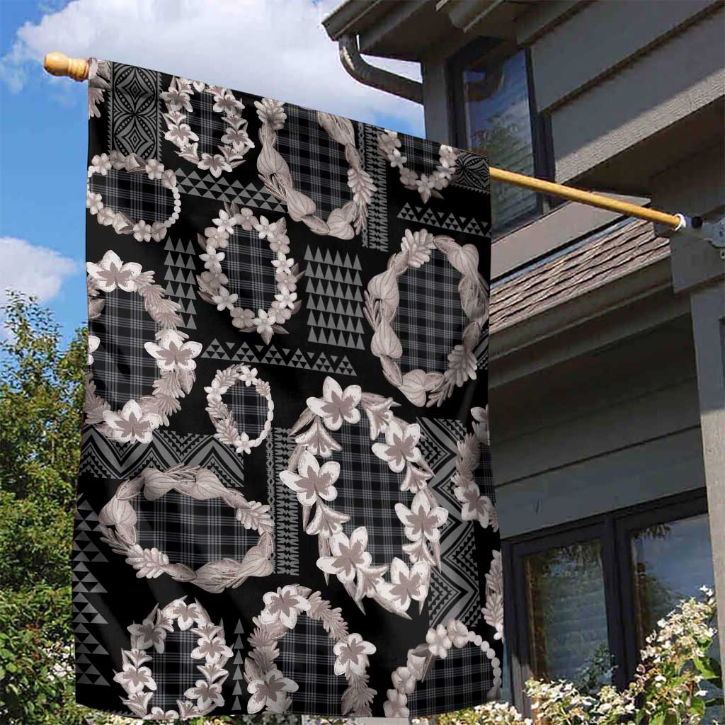 Hawaiian Leis Garden Flag Kakau Tattoos and Palaka Pastel Grayscale LT03 - Polynesian Pride