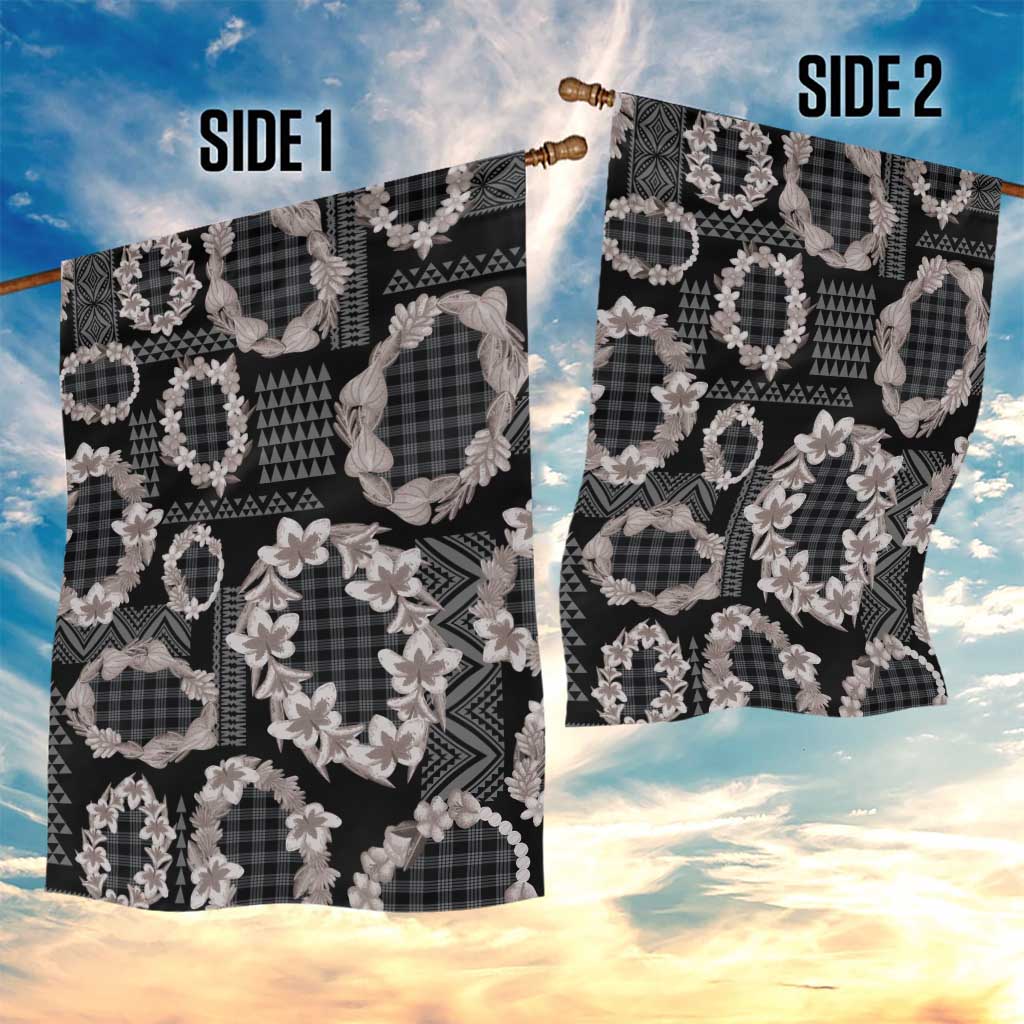 Hawaiian Leis Garden Flag Kakau Tattoos and Palaka Pastel Grayscale LT03 - Polynesian Pride