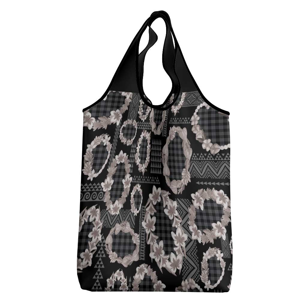 Hawaiian Leis Grocery Bag Kakau Tattoos and Palaka Pastel Grayscale LT03 - Polynesian Pride